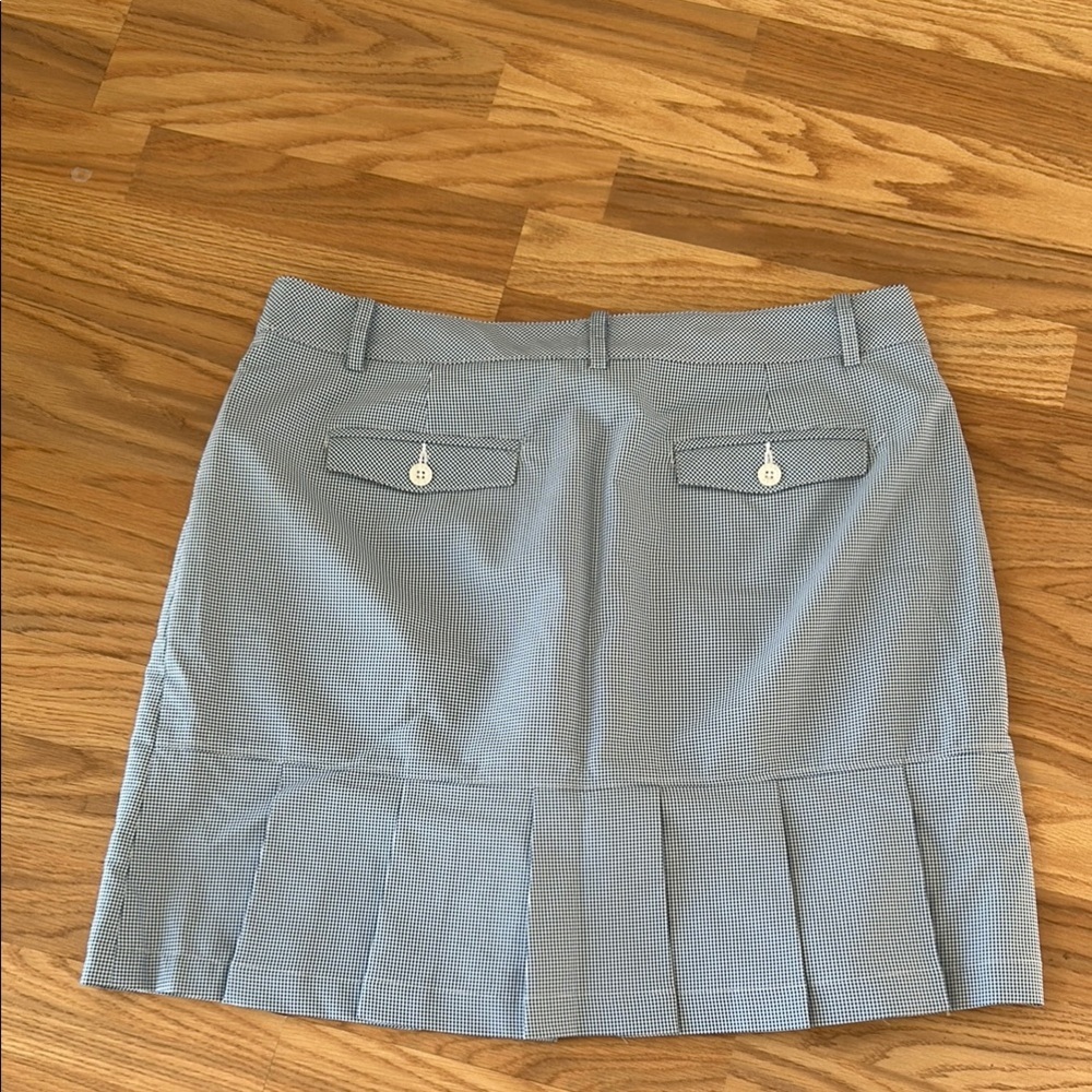 Blue and White Mini Pleated Skorts for Work